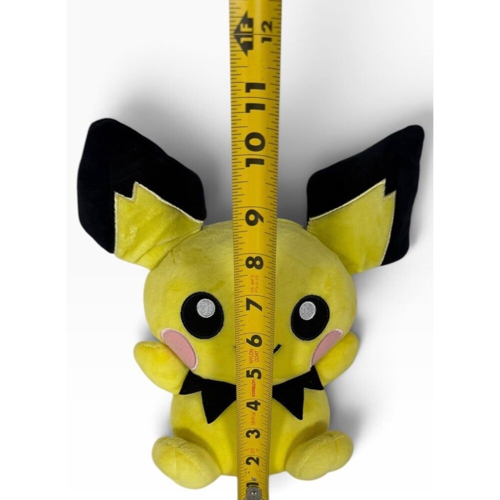 Nintendo Pokemon Sitting Pichu Plush – Yellow & Black Stuffed Mouse Toy Cut Tags - Picture 6 of 8